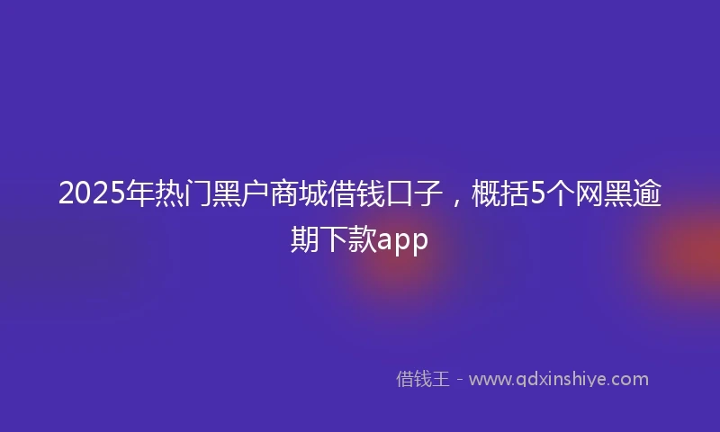 2025年热门黑户商城借钱口子，概括5个网黑逾期下款app