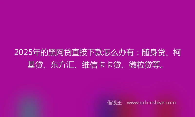 2025年的黑网贷直接下款怎么办有：随身贷、柯基贷、东方汇、维信卡卡贷、微粒贷等。
