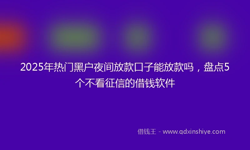 2025年热门黑户夜间放款口子能放款吗，盘点5个不看征信的借钱软件