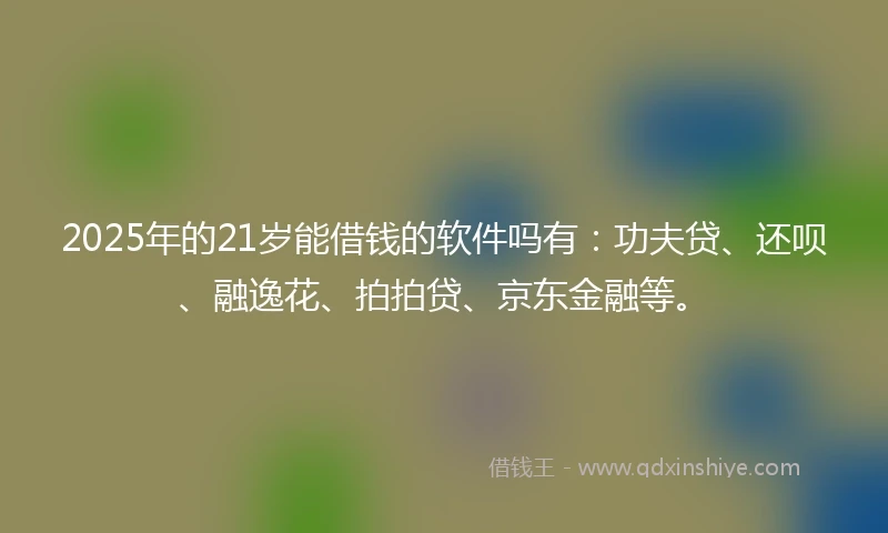 2025年的21岁能借钱的软件吗有：功夫贷、还呗、融逸花、拍拍贷、京东金融等。