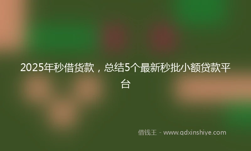 2025年秒借货款，总结5个最新秒批小额贷款平台