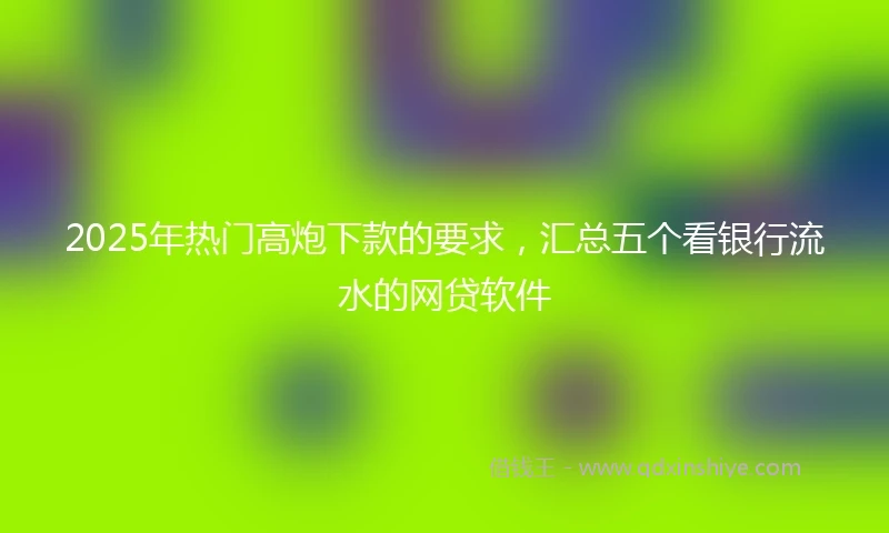 2025年热门高炮下款的要求，汇总五个看银行流水的网贷软件