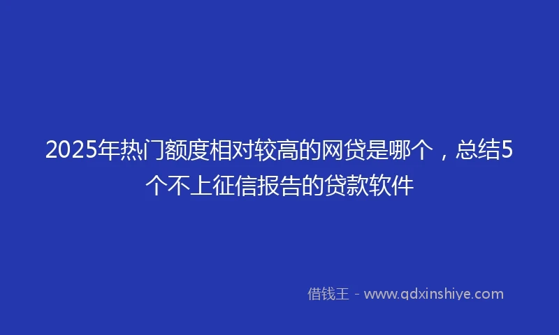 2025年热门额度相对较高的网贷是哪个，总结5个不上征信报告的贷款软件