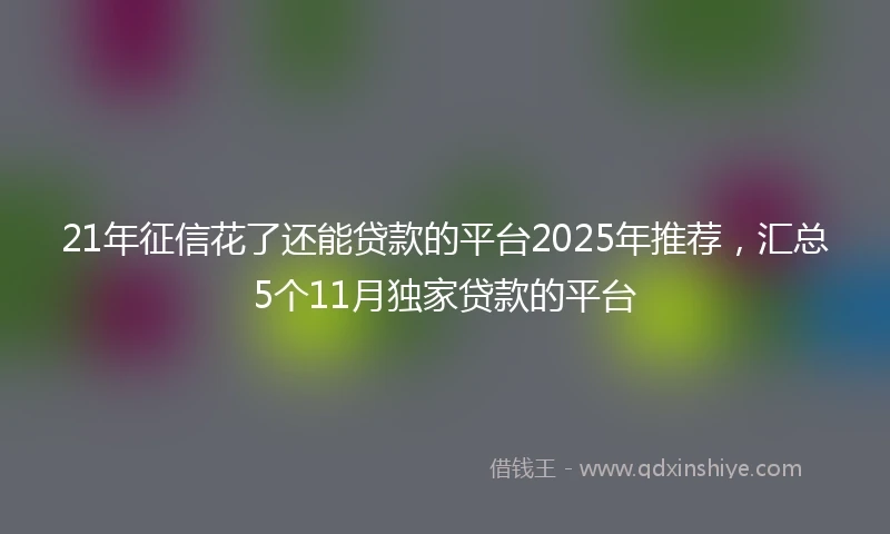 21年征信花了还能贷款的平台2025年推荐，汇总5个11月独家贷款的平台