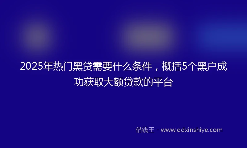 2025年热门黑贷需要什么条件，概括5个黑户成功获取大额贷款的平台