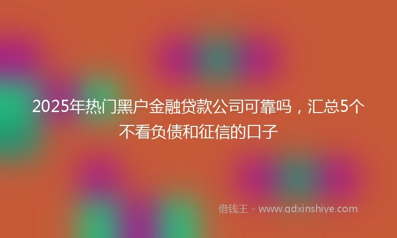 2025年热门黑户金融贷款公司可靠吗，汇总5个不看负债和征信的口子
