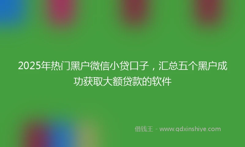 2025年热门黑户微信小贷口子，汇总五个黑户成功获取大额贷款的软件
