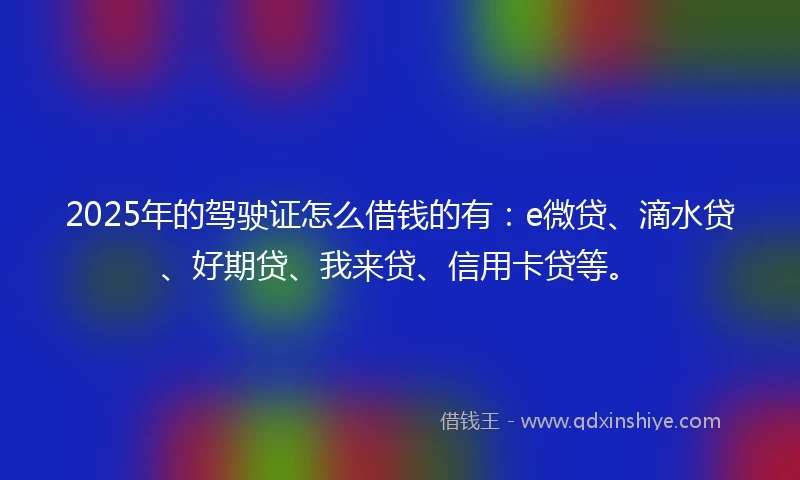 2025年的驾驶证怎么借钱的有：e微贷、滴水贷、好期贷、我来贷、信用卡贷等。
