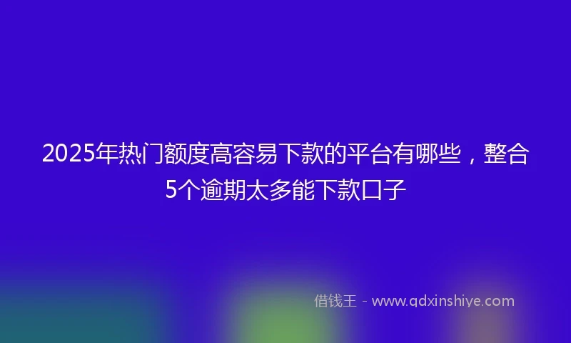 2025年热门额度高容易下款的平台有哪些，整合5个逾期太多能下款口子