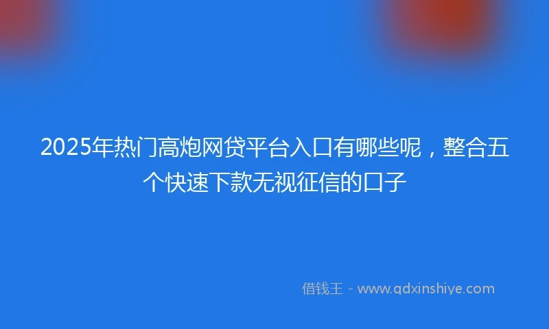2025年热门高炮网贷平台入口有哪些呢，整合五个快速下款无视征信的口子