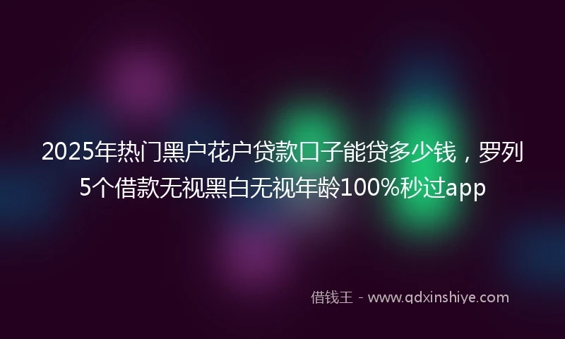 2025年热门黑户花户贷款口子能贷多少钱，罗列5个借款无视黑白无视年龄100%秒过app