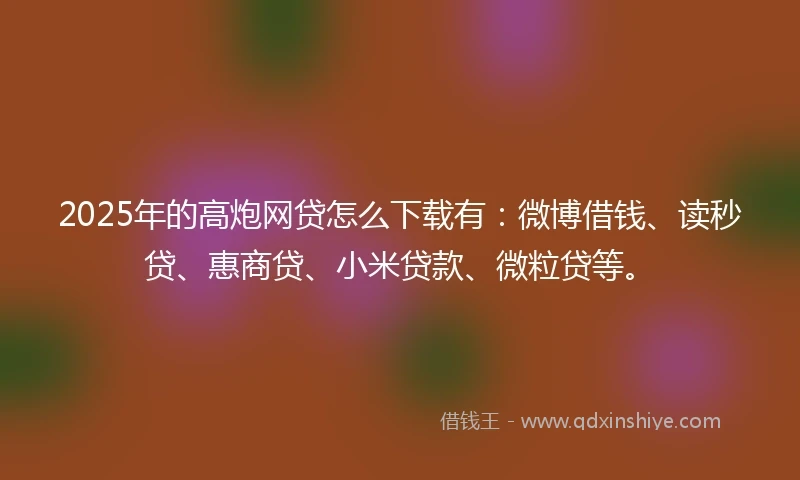 2025年的高炮网贷怎么下载有：微博借钱、读秒贷、惠商贷、小米贷款、微粒贷等。