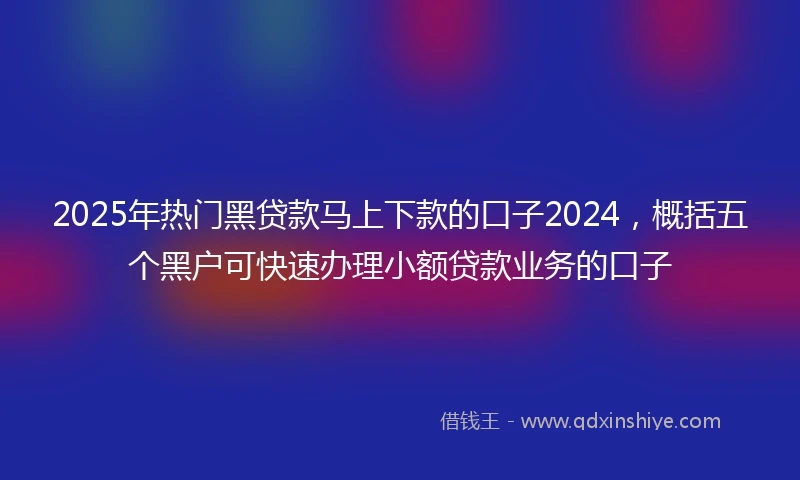 2025年热门黑贷款马上下款的口子2024，概括五个黑户可快速办理小额贷款业务的口子