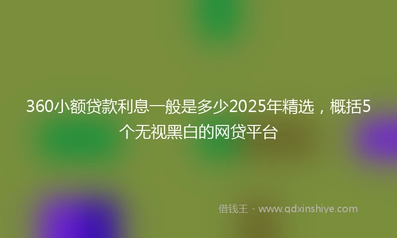 360小额贷款利息一般是多少2025年精选，概括5个无视黑白的网贷平台