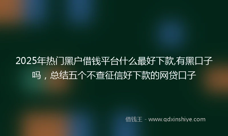 2025年热门黑户借钱平台什么最好下款,有黑口子吗，总结五个不查征信好下款的网贷口子