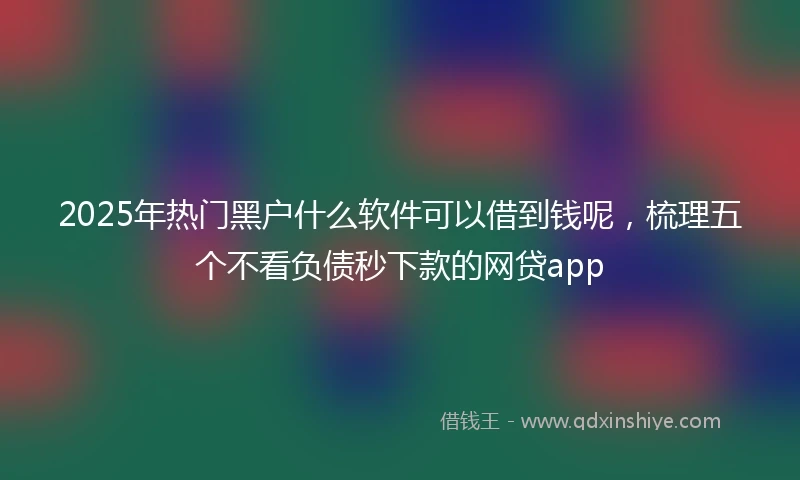 2025年热门黑户什么软件可以借到钱呢，梳理五个不看负债秒下款的网贷app