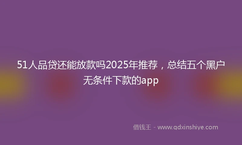 51人品贷还能放款吗2025年推荐，总结五个黑户无条件下款的app