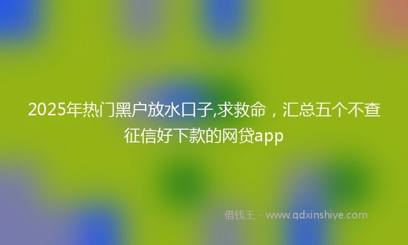 2025年热门黑户放水口子,求救命，汇总五个不查征信好下款的网贷app
