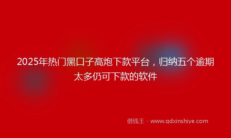 2025年热门黑口子高炮下款平台，归纳五个逾期太多仍可下款的软件