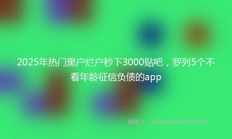 2025年热门黑户烂户秒下3000贴吧，罗列5个不看年龄征信负债的app
