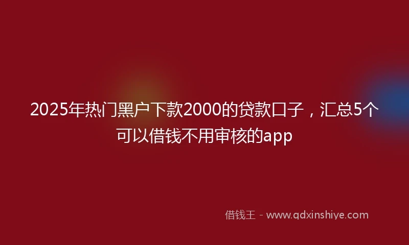 2025年热门黑户下款2000的贷款口子，汇总5个可以借钱不用审核的app