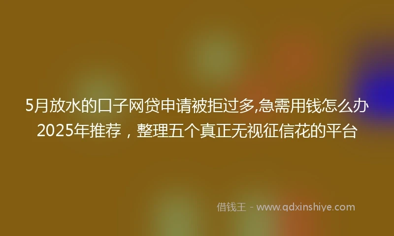 5月放水的口子网贷申请被拒过多,急需用钱怎么办2025年推荐，整理五个真正无视征信花的平台
