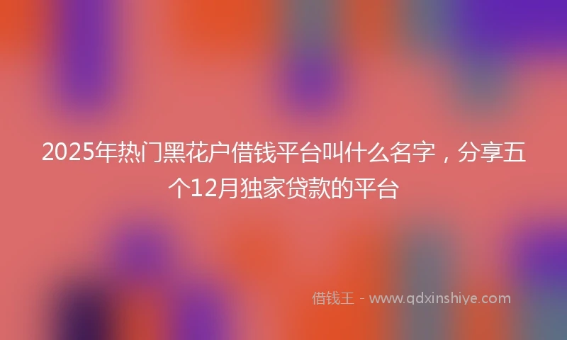 2025年热门黑花户借钱平台叫什么名字，分享五个12月独家贷款的平台