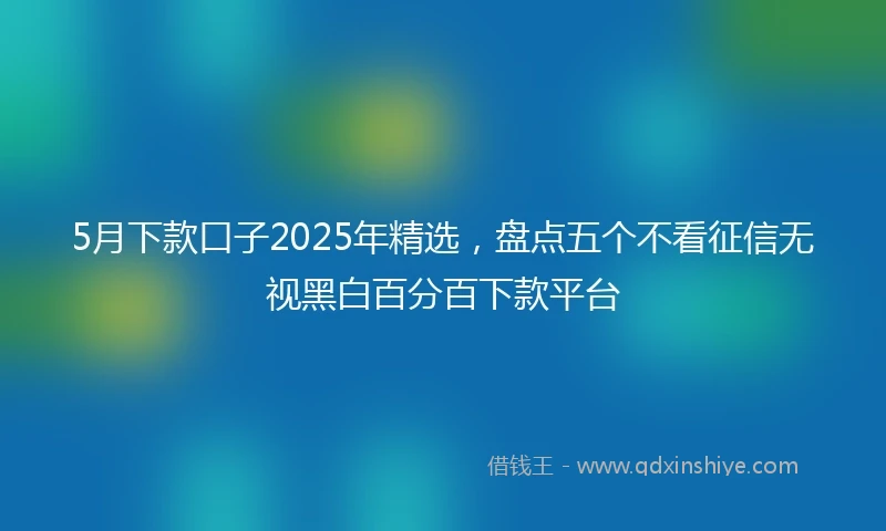 5月下款口子2025年精选，盘点五个不看征信无视黑白百分百下款平台