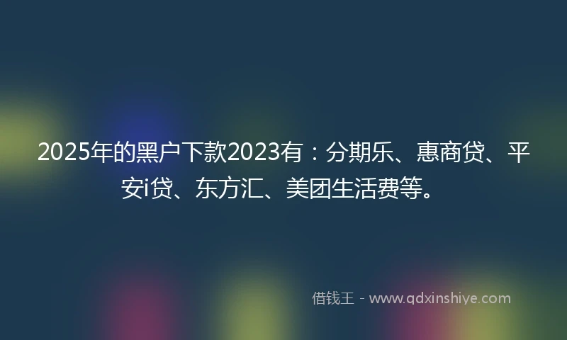 2025年的黑户下款2023有：分期乐、惠商贷、平安i贷、东方汇、美团生活费等。