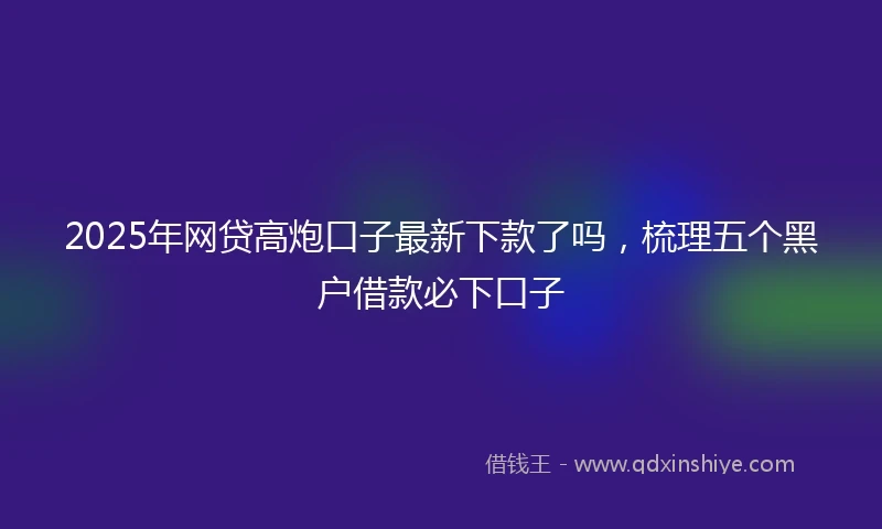 2025年网贷高炮口子最新下款了吗，梳理五个黑户借款必下口子