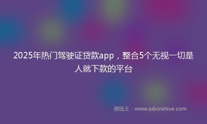 2025年热门驾驶证贷款app，整合5个无视一切是人就下款的平台