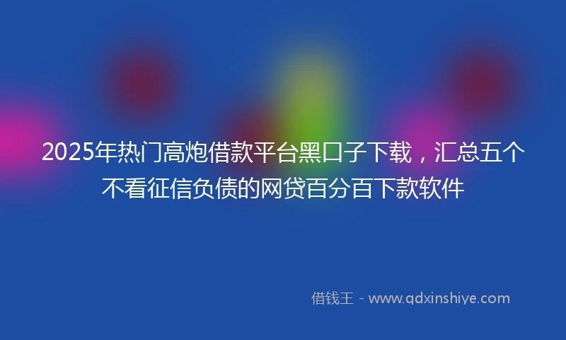 2025年热门高炮借款平台黑口子下载，汇总五个不看征信负债的网贷百分百下款软件