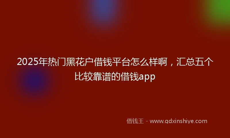 2025年热门黑花户借钱平台怎么样啊，汇总五个比较靠谱的借钱app