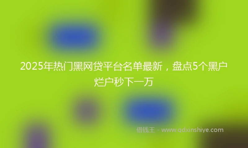 2025年热门黑网贷平台名单最新，盘点5个黑户烂户秒下一万