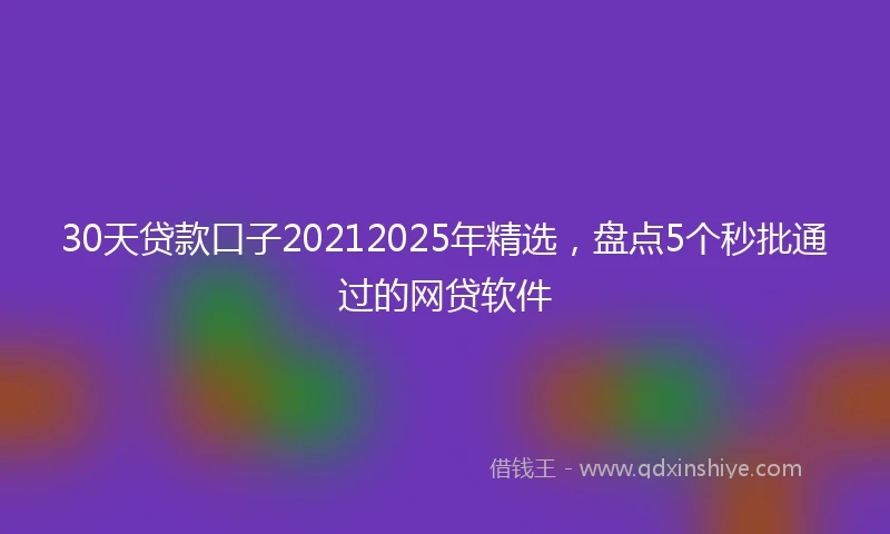 30天贷款口子20212025年精选，盘点5个秒批通过的网贷软件