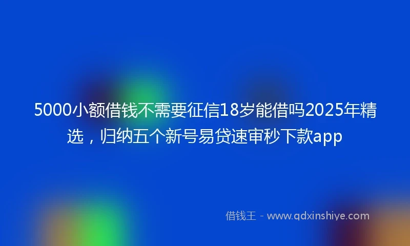 5000小额借钱不需要征信18岁能借吗2025年精选，归纳五个新号易贷速审秒下款app