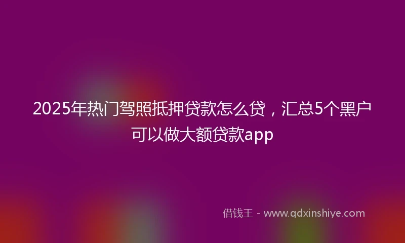 2025年热门驾照抵押贷款怎么贷，汇总5个黑户可以做大额贷款app