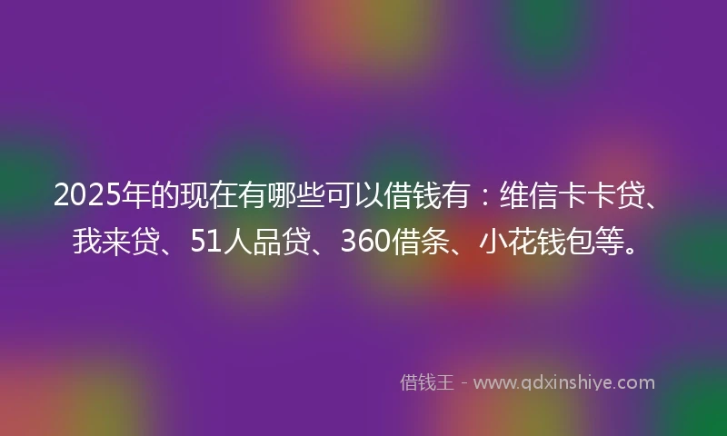 2025年的现在有哪些可以借钱有：维信卡卡贷、我来贷、51人品贷、360借条、小花钱包等。