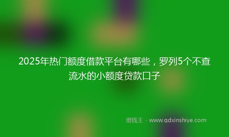 2025年热门额度借款平台有哪些，罗列5个不查流水的小额度贷款口子