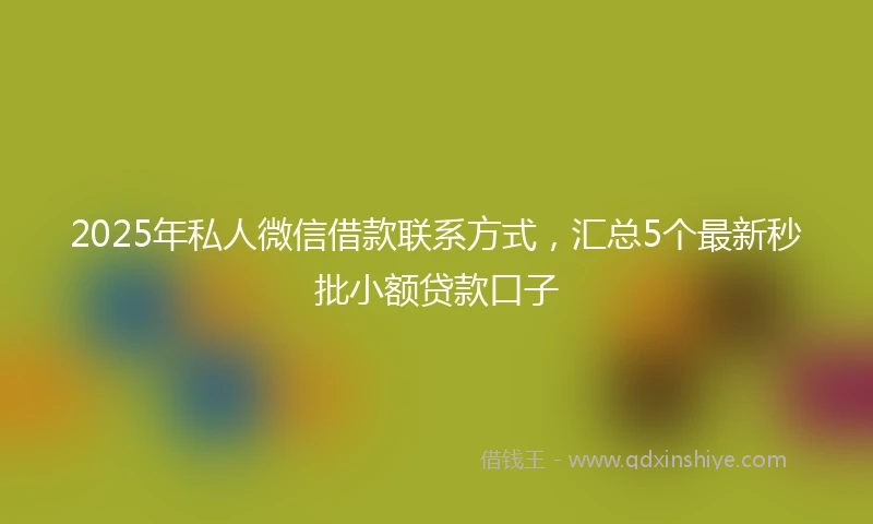 2025年私人微信借款联系方式，汇总5个最新秒批小额贷款口子