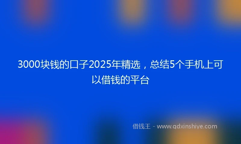 3000块钱的口子2025年精选，总结5个手机上可以借钱的平台