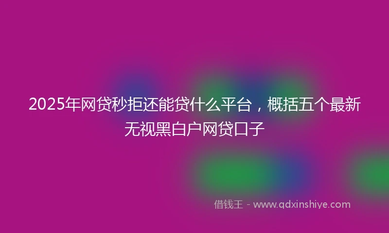 2025年网贷秒拒还能贷什么平台，概括五个最新无视黑白户网贷口子
