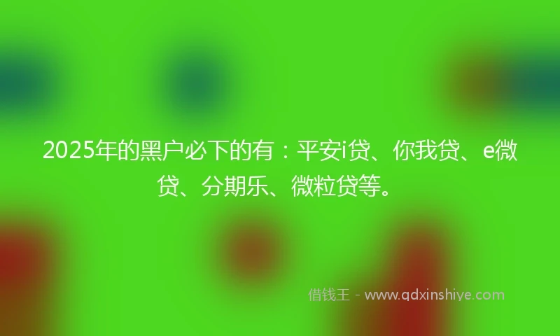 2025年的黑户必下的有：平安i贷、你我贷、e微贷、分期乐、微粒贷等。