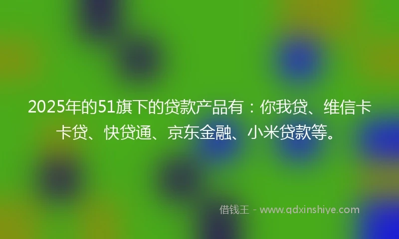 2025年的51旗下的贷款产品有：你我贷、维信卡卡贷、快贷通、京东金融、小米贷款等。