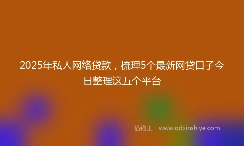 2025年私人网络贷款，梳理5个最新网贷口子今日整理这五个平台