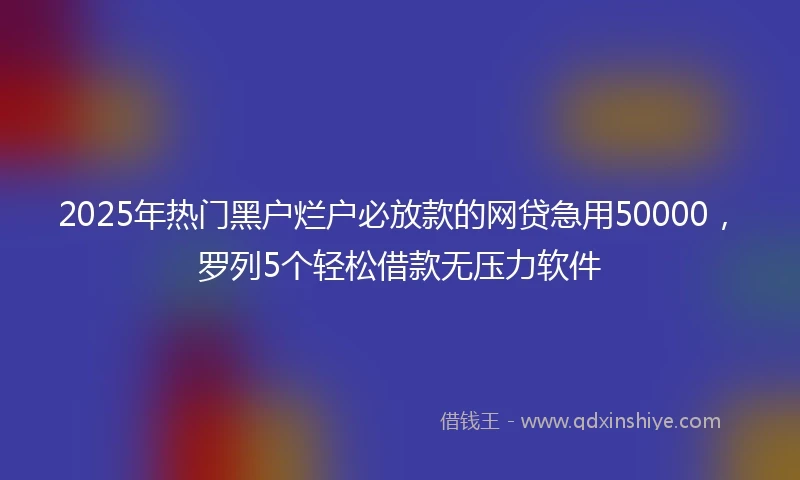 2025年热门黑户烂户必放款的网贷急用50000，罗列5个轻松借款无压力软件