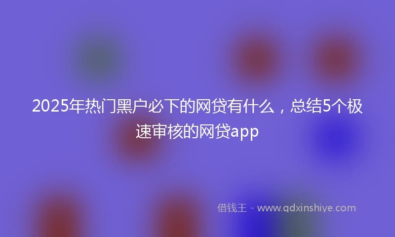 2025年热门黑户必下的网贷有什么，总结5个极速审核的网贷app