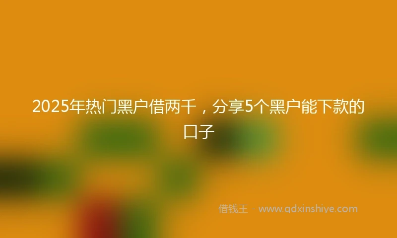 2025年热门黑户借两千，分享5个黑户能下款的口子