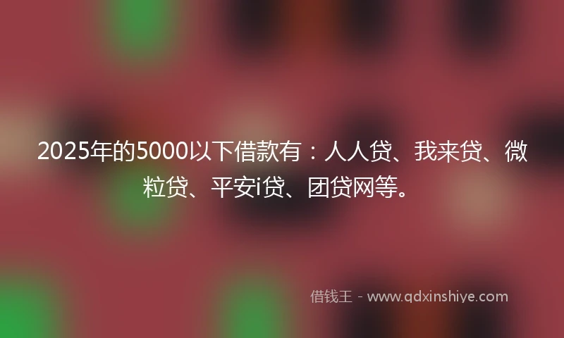 2025年的5000以下借款有：人人贷、我来贷、微粒贷、平安i贷、团贷网等。