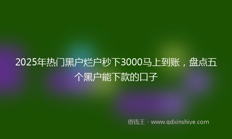 2025年热门黑户烂户秒下3000马上到账，盘点五个黑户能下款的口子